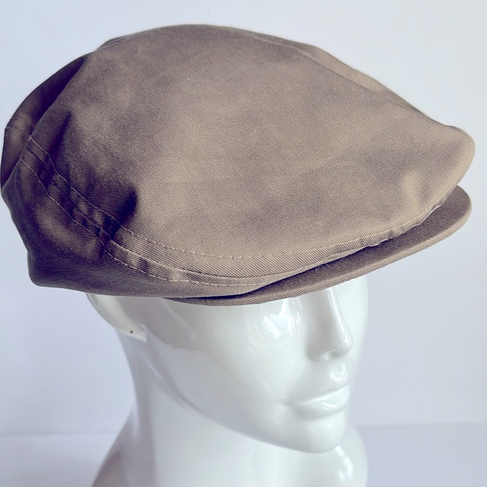 Vintage Newsboy Cap The Cap Khaki Tan Plaid Lining Blokecore Golf Hat